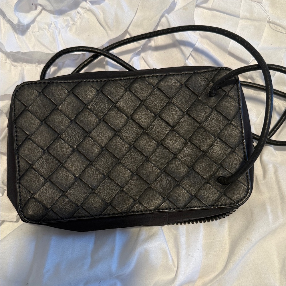 Bottega Veneta Black Woven Crossbody Bag